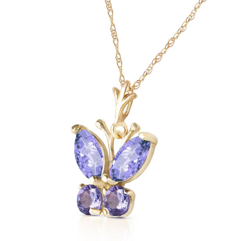 0.6 Carat 14K Solid Gold Butterfly Necklace Tanzanite