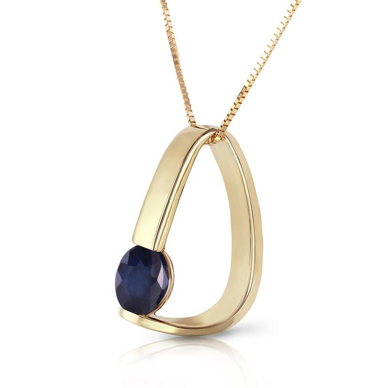 14K Solid Gold Modern Necklace with Natural Sapphire
