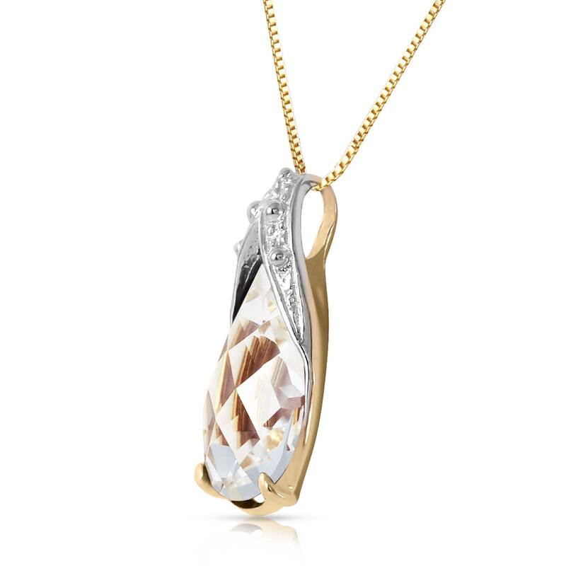 5 CTW 14K Solid Gold Love Awaits White Topaz Necklace