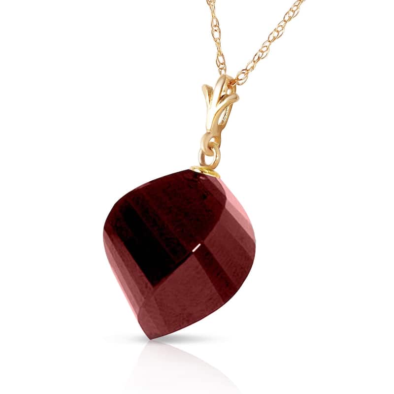 15.25 Carat 14K Solid Gold Necklace Twisted Briolette Ruby