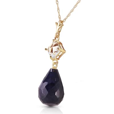 9.3 Carat 14K Solid Gold Necklace White Topaz Sapphire