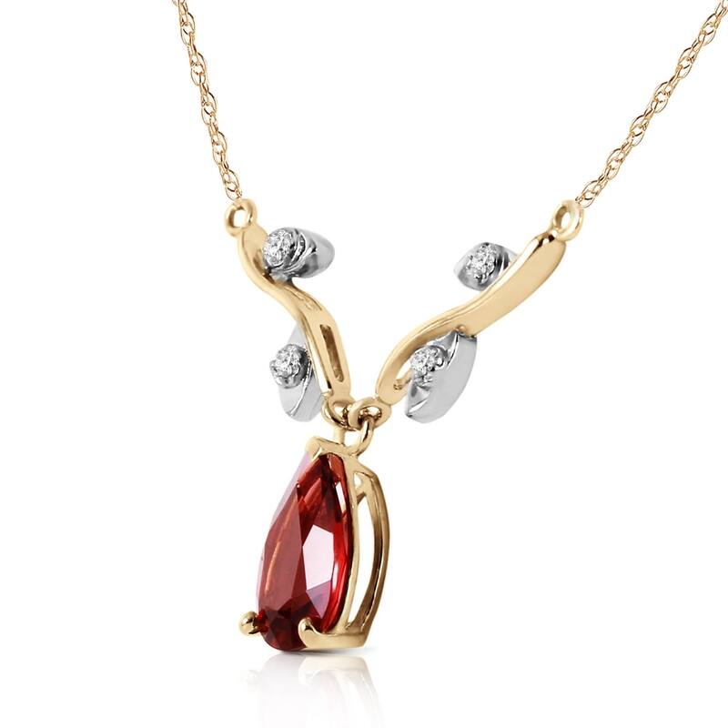 1.52 CTW 14K Solid Gold Shiny Personality Garnet Diamond Necklace