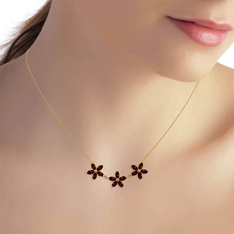 4.2 Carat 14K Solid Gold Necklace Natural Garnet