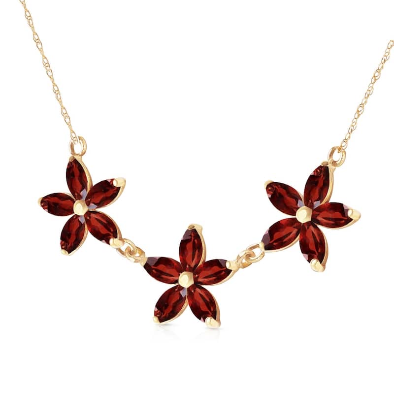 4.2 Carat 14K Solid Gold Necklace Natural Garnet