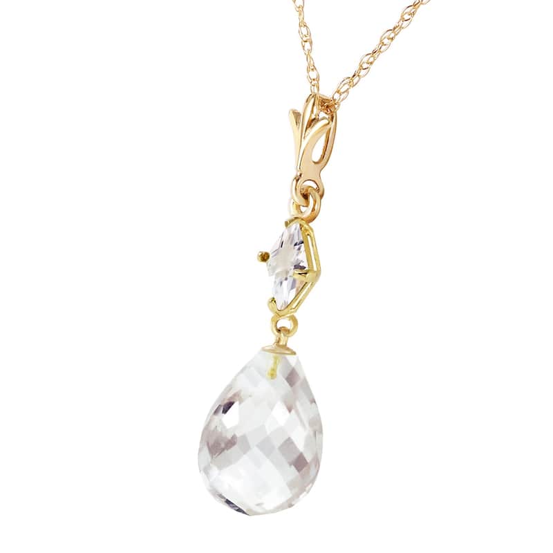 5.5 CTW 14K Solid Gold Delight in November White Topaz Necklace