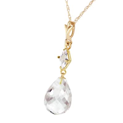 5.5 CTW 14K Solid Gold Delight in November White Topaz Necklace