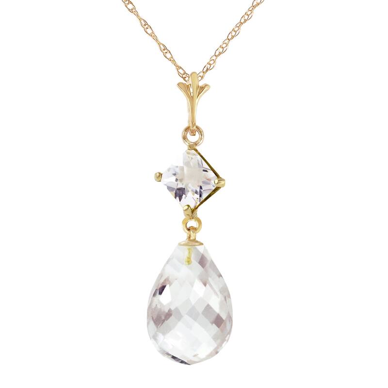 5.5 CTW 14K Solid Gold Delight in November White Topaz Necklace