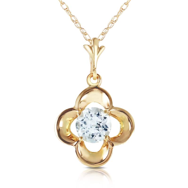 0.55 Carat 14K Solid Gold Love Me Tender Aquamarine Necklace