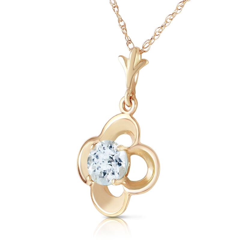 0.55 Carat 14K Solid Gold Love Me Tender Aquamarine Necklace