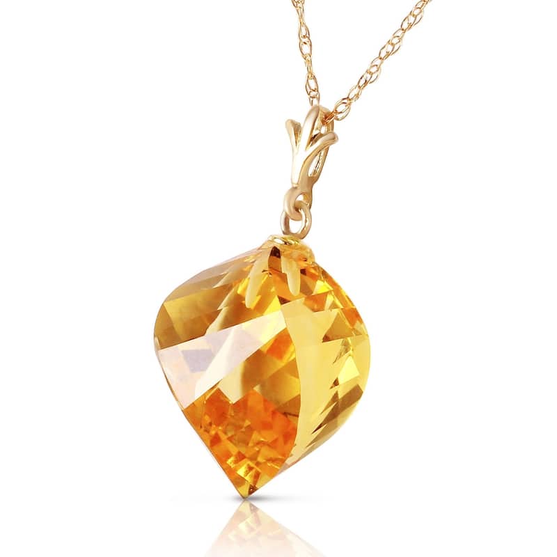 11.75 Carat 14K Solid Gold Necklace Twisted Briolette Citrine