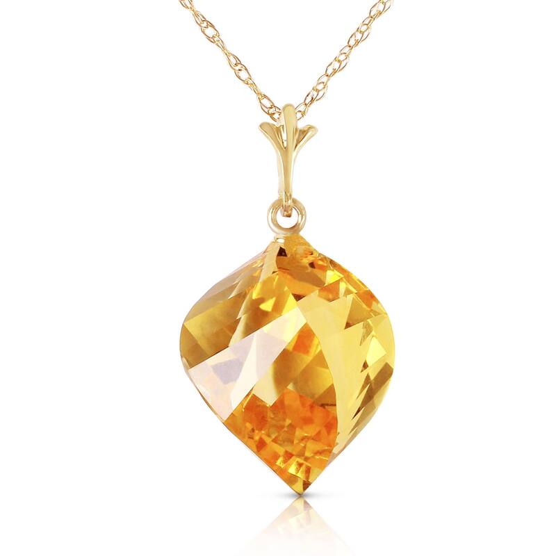 11.75 Carat 14K Solid Gold Necklace Twisted Briolette Citrine