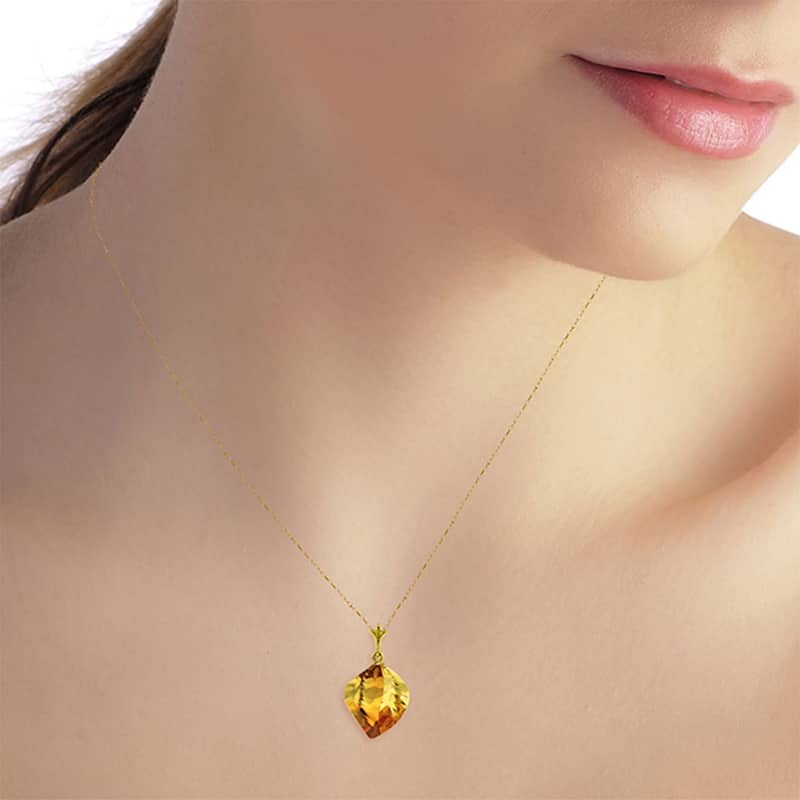 11.75 Carat 14K Solid Gold Necklace Twisted Briolette Citrine