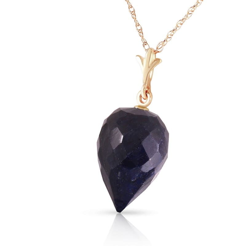 12.9 Carat 14K Solid Gold Necklace Pointy Briolette Drop Sapphire