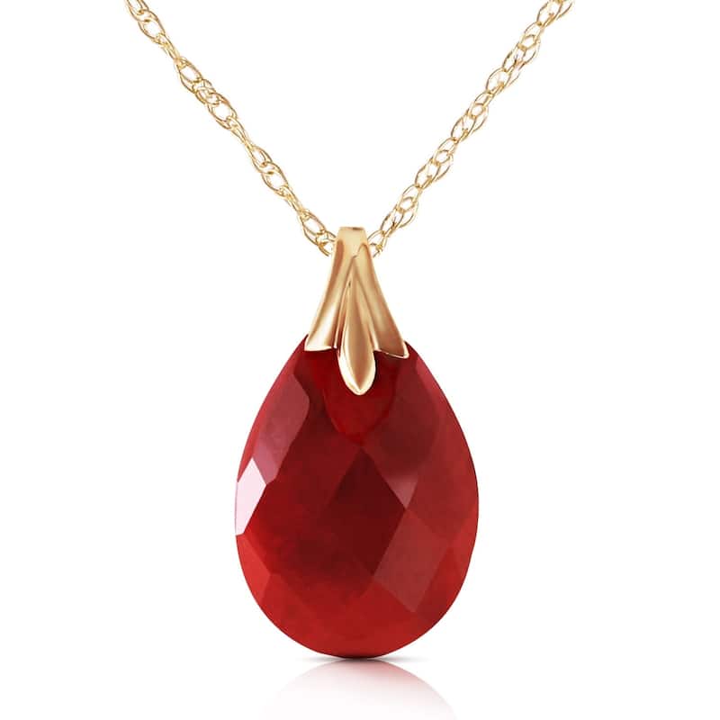 14K Solid Gold Necklace withNatural Diamondyed Ruby