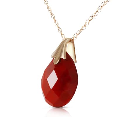 14K Solid Gold Necklace withNatural Diamondyed Ruby