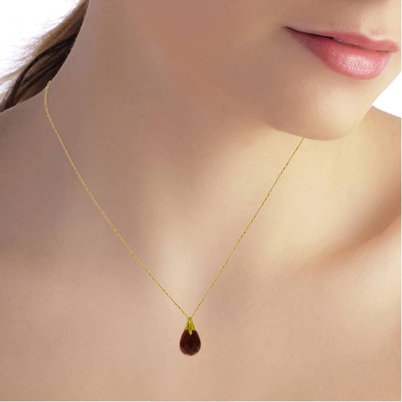 14K Solid Gold Necklace withNatural Diamondyed Ruby