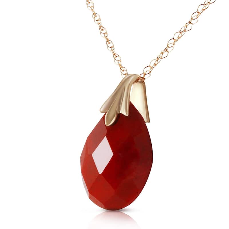 14K Solid Gold Necklace withNatural Diamondyed Ruby