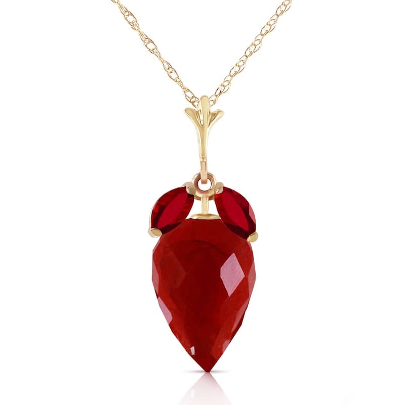 13.5 Carat 14K Solid Gold The Sky Is Red Ruby Necklace