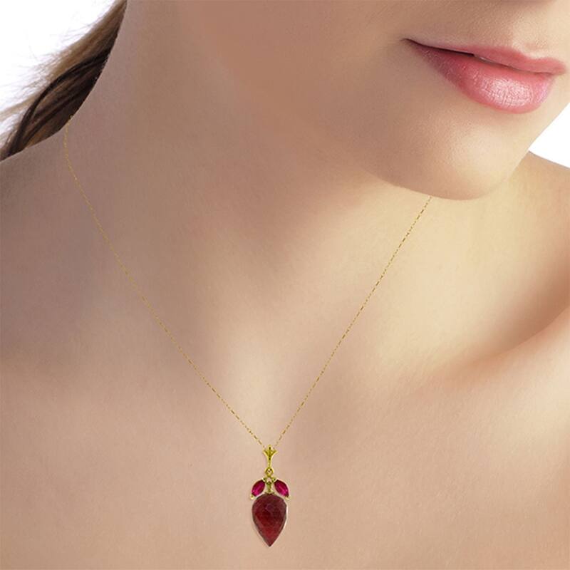 13.5 Carat 14K Solid Gold The Sky Is Red Ruby Necklace