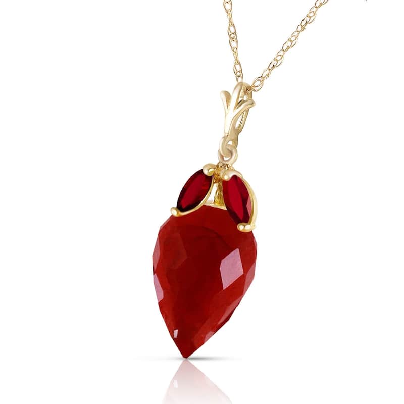 13.5 Carat 14K Solid Gold The Sky Is Red Ruby Necklace