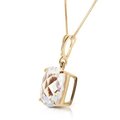 3.6 Carat 14K Solid Gold Necklace Natural Checkerboard Cut White Topaz