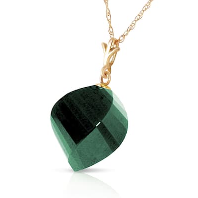 15.25 CTW 14K Solid Gold Necklace Twisted Briolette Emerald