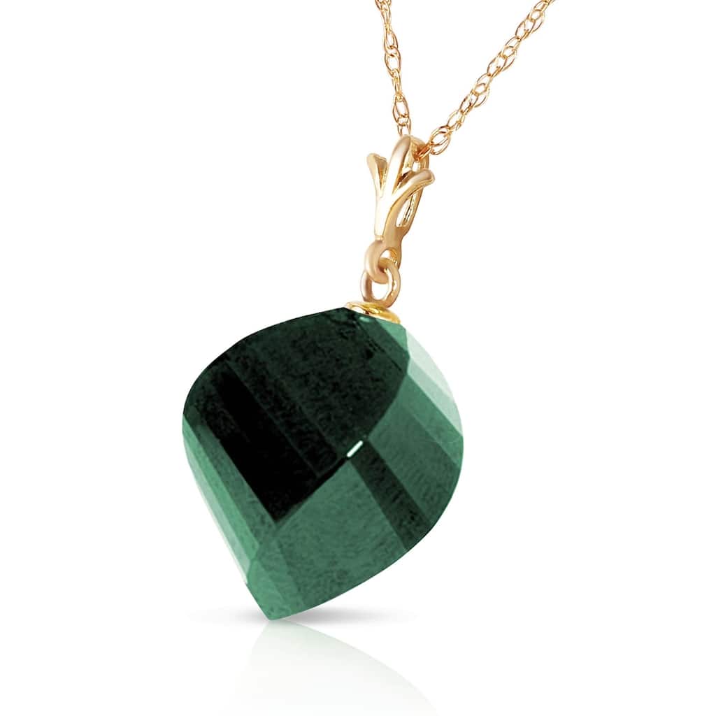 15.25 CTW 14K Solid Gold Necklace Twisted Briolette Emerald