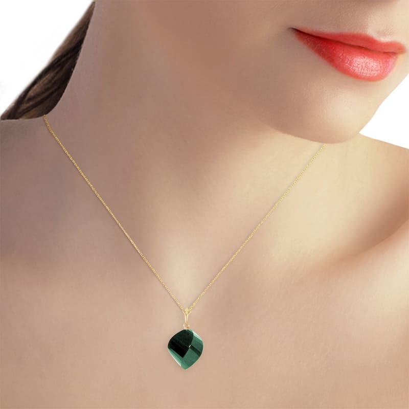 15.25 CTW 14K Solid Gold Necklace Twisted Briolette Emerald