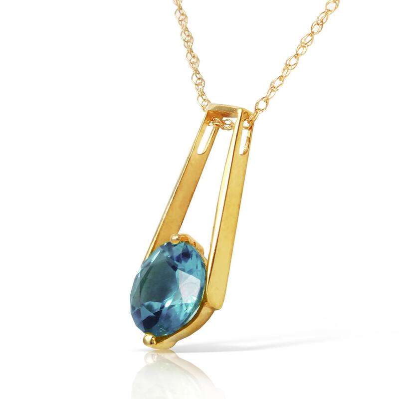 1.45 Carat 14K Solid Gold Love At First Light Blue Topaz Necklace