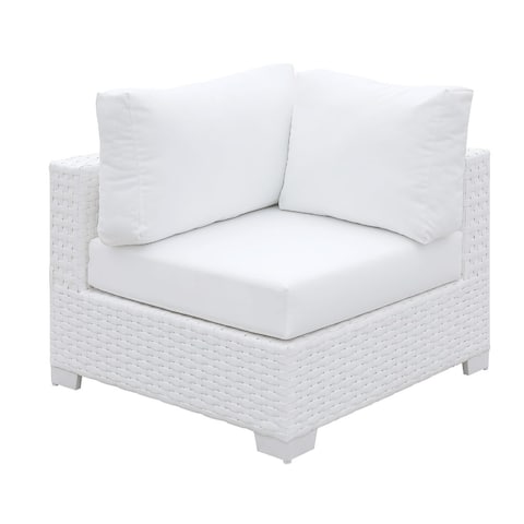 White Polyester and Aluminum Corner Chair with Padded Seat Cushion