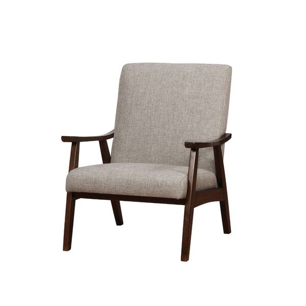 Shop Light Grey Upholstered Accent Chair With Curved Wood Arms On Sale Overstock 26448317