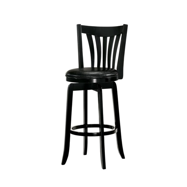 29 Inch Wooden Swivel Bar Stool With Leatherette Seat And Flared Legs Black