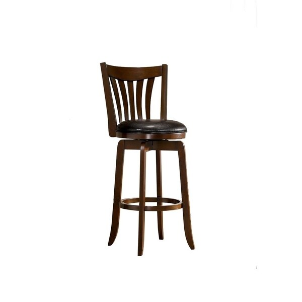 29 Inch Wooden Bar Stool With Leatherette Seat And Flared Legs Brown