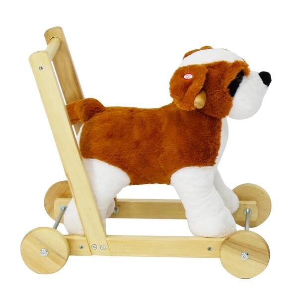 Kinbor Kids Plush Rocking Horse Animal Ride on Toy with Brown dog character