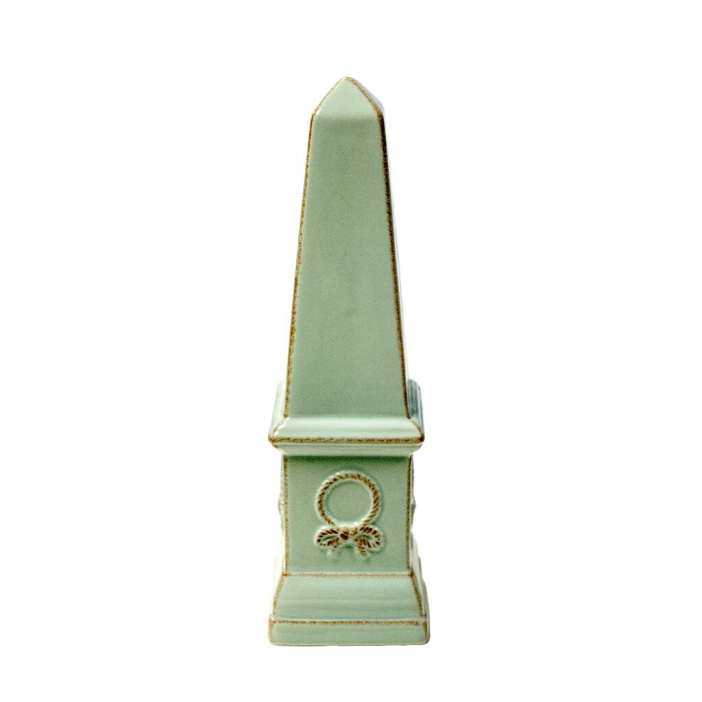 Decorative Ceramic Finial D?cor with Rustic Details, Green