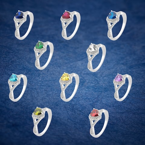 Divina Silver Overlay Created Heart Gemstone Fashion Ring