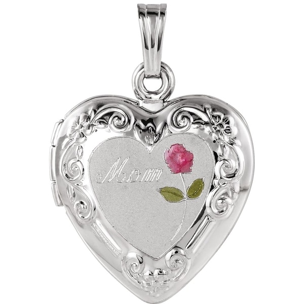 High Polish 925 Sterling Silver Mom Heart Necklace