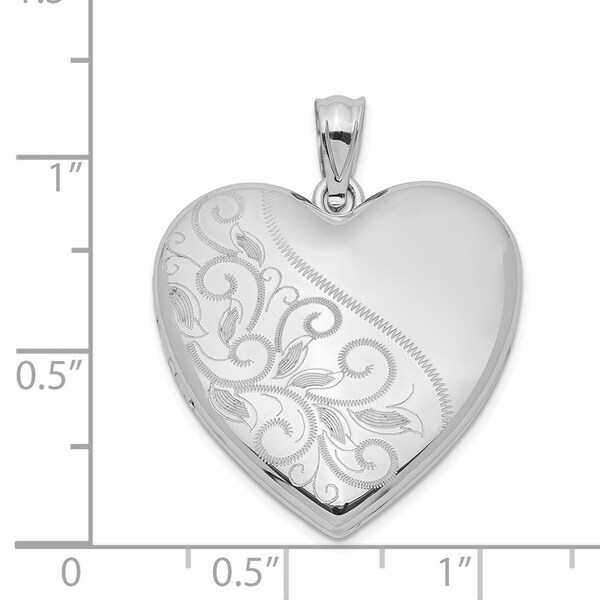 Mireval Sterling Silver Anti-Tarnish Treated Polished and Satin Heart Pendant