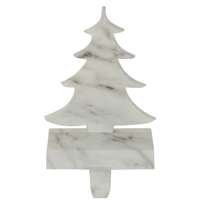 8" White and Black Marbled Christmas Tree Stocking Holder.