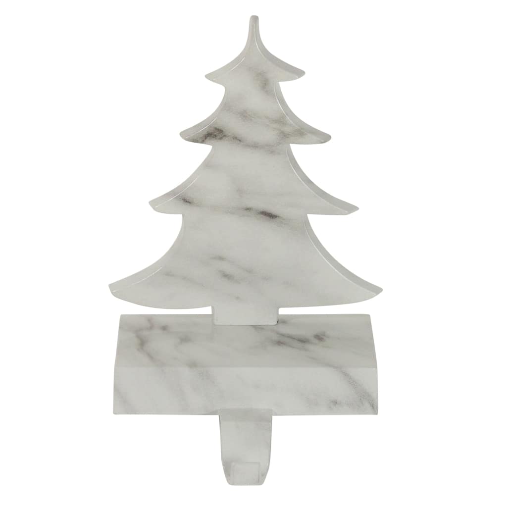 8" White and Black Marbled Christmas Tree Stocking Holder.