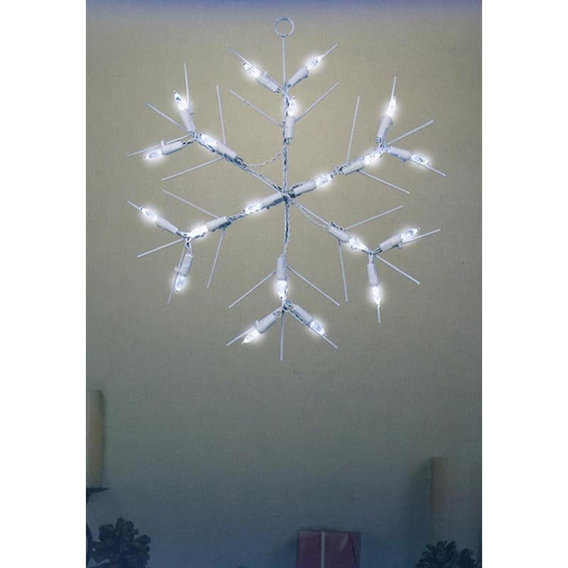 13" White and Clear LED Lighted Snowflake Christmas Window Silhouette Decoration