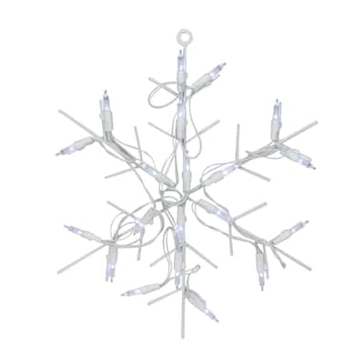 13" White and Clear LED Lighted Snowflake Christmas Window Silhouette Decoration