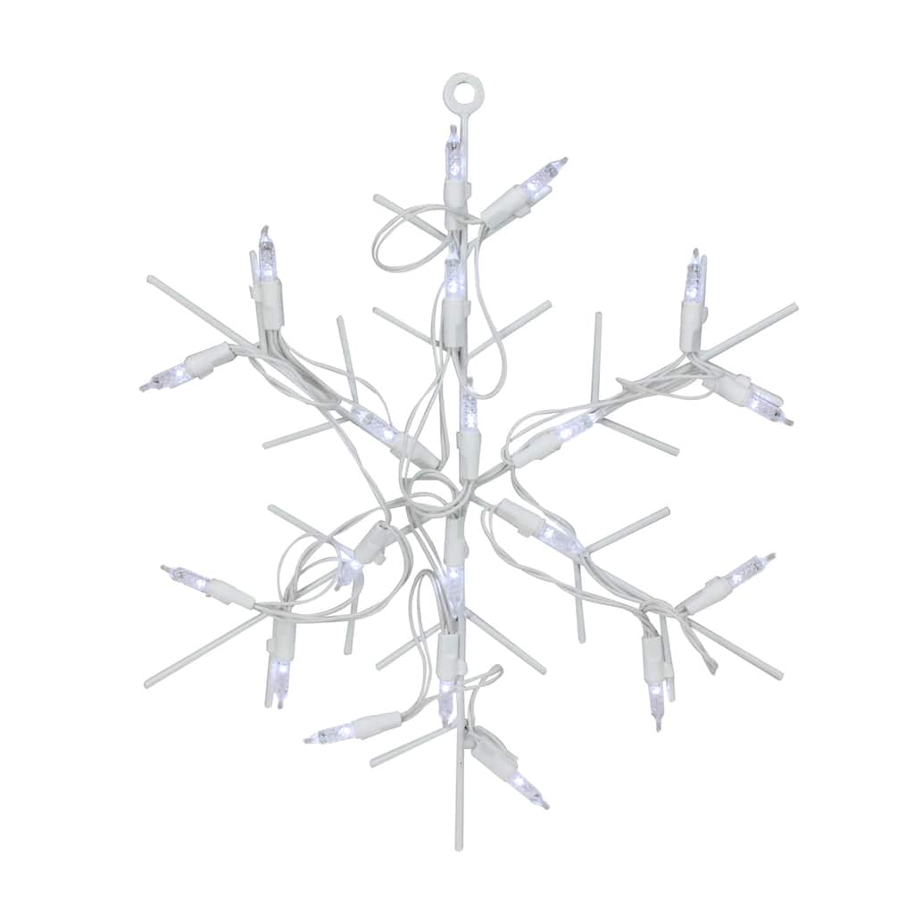 13" White and Clear LED Lighted Snowflake Christmas Window Silhouette Decoration