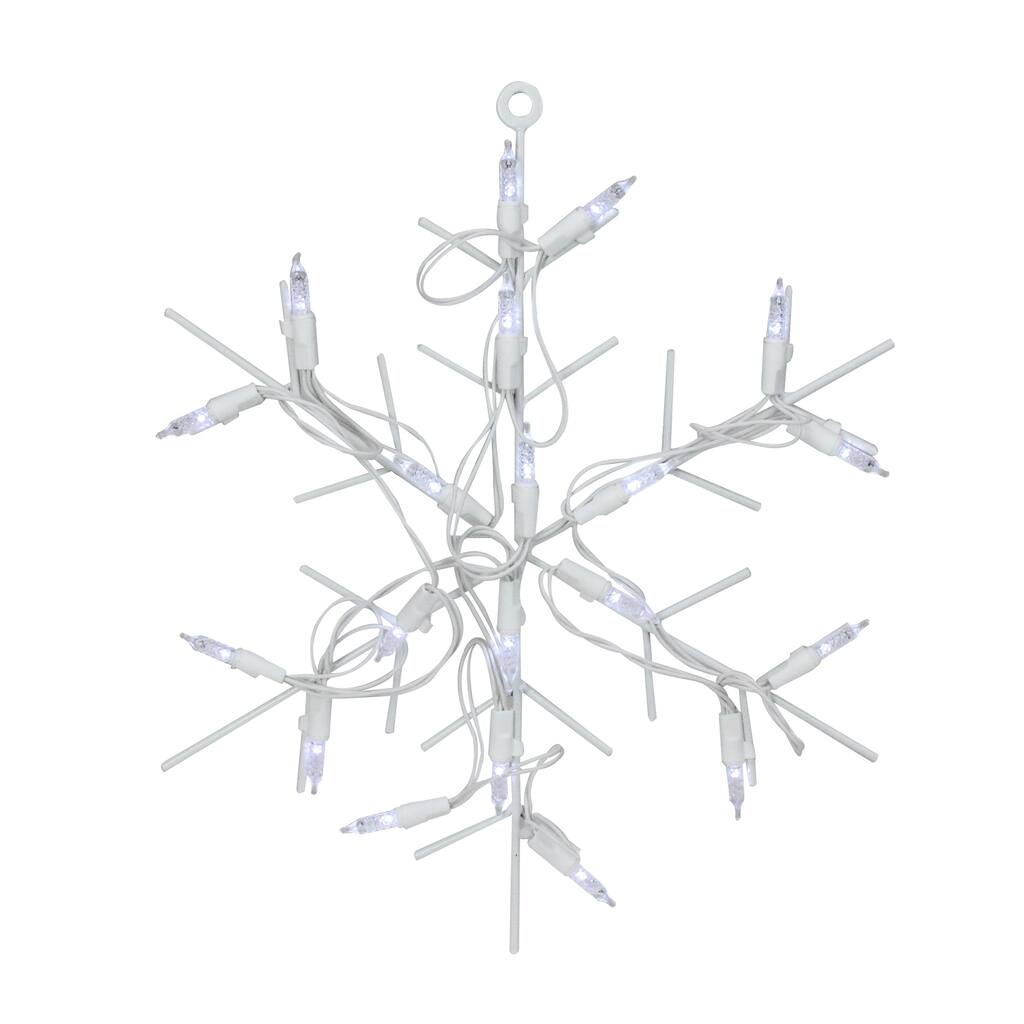 13" White and Clear LED Lighted Snowflake Christmas Window Silhouette Decoration