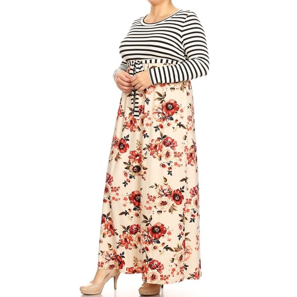striped floral maxi dress