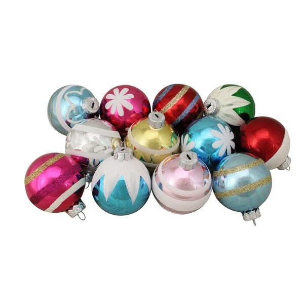 Shop 12ct Shiny Brightly Colored Vintage Christmas Glass Ball Ornaments ...