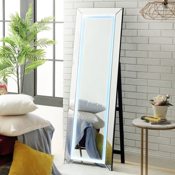 standing mirror with lights and storage