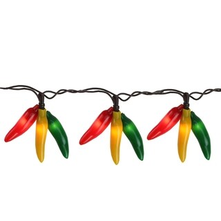 Set of 36 Red Yellow & Green Chili Pepper Cluster Christmas Lights ...