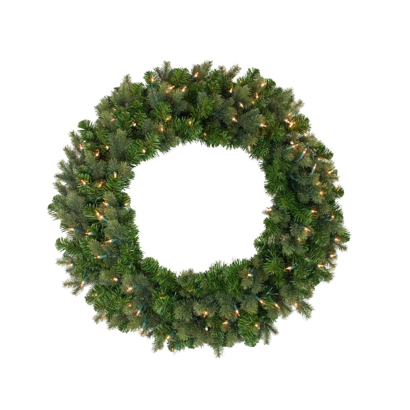 Pre-Lit Savannah Spruce Artificial Christmas Wreath - 36-Inch Clear Lights