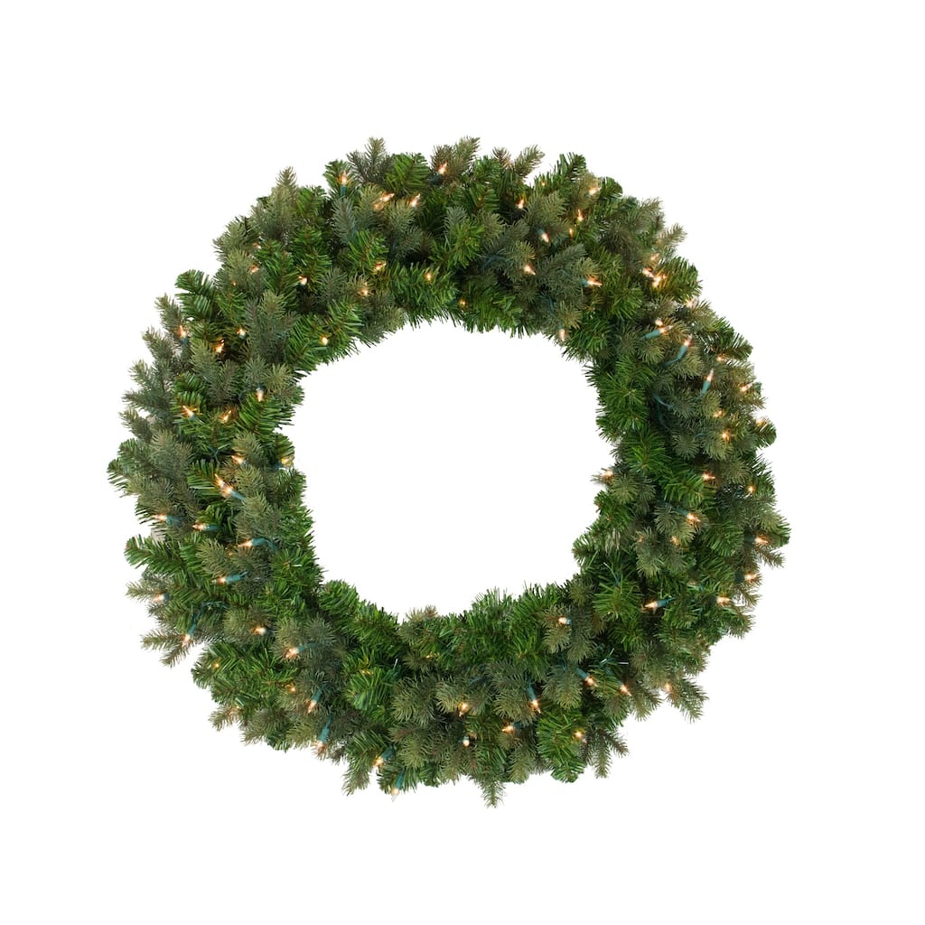 Pre-Lit Savannah Spruce Artificial Christmas Wreath - 36-Inch Clear Lights